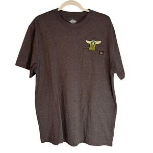 Dickies Mens Star Wars Grogu Baby Yoda Pocket T-Shirt Brown Heather Large